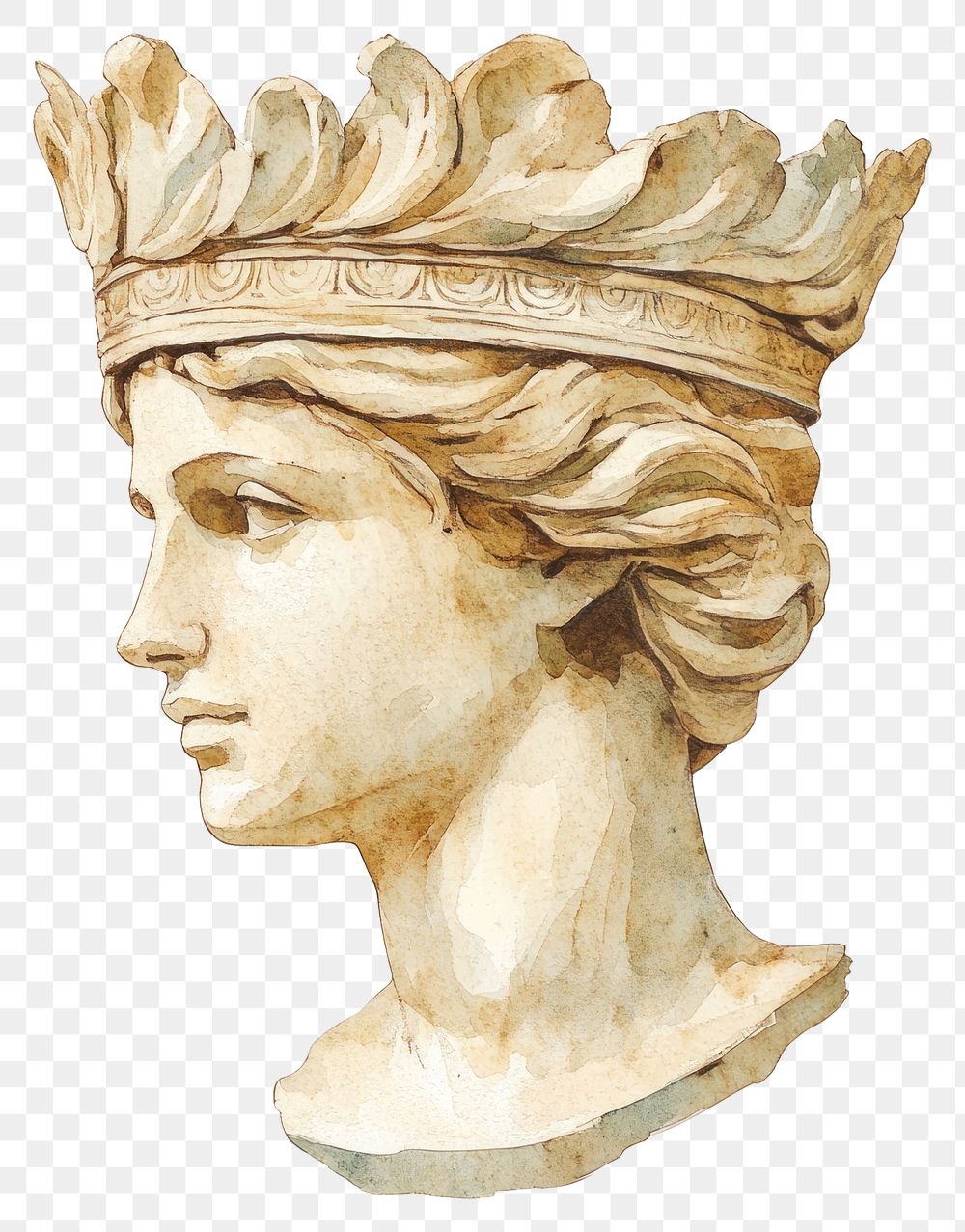 PNG An ancient greek crown painting statue art.