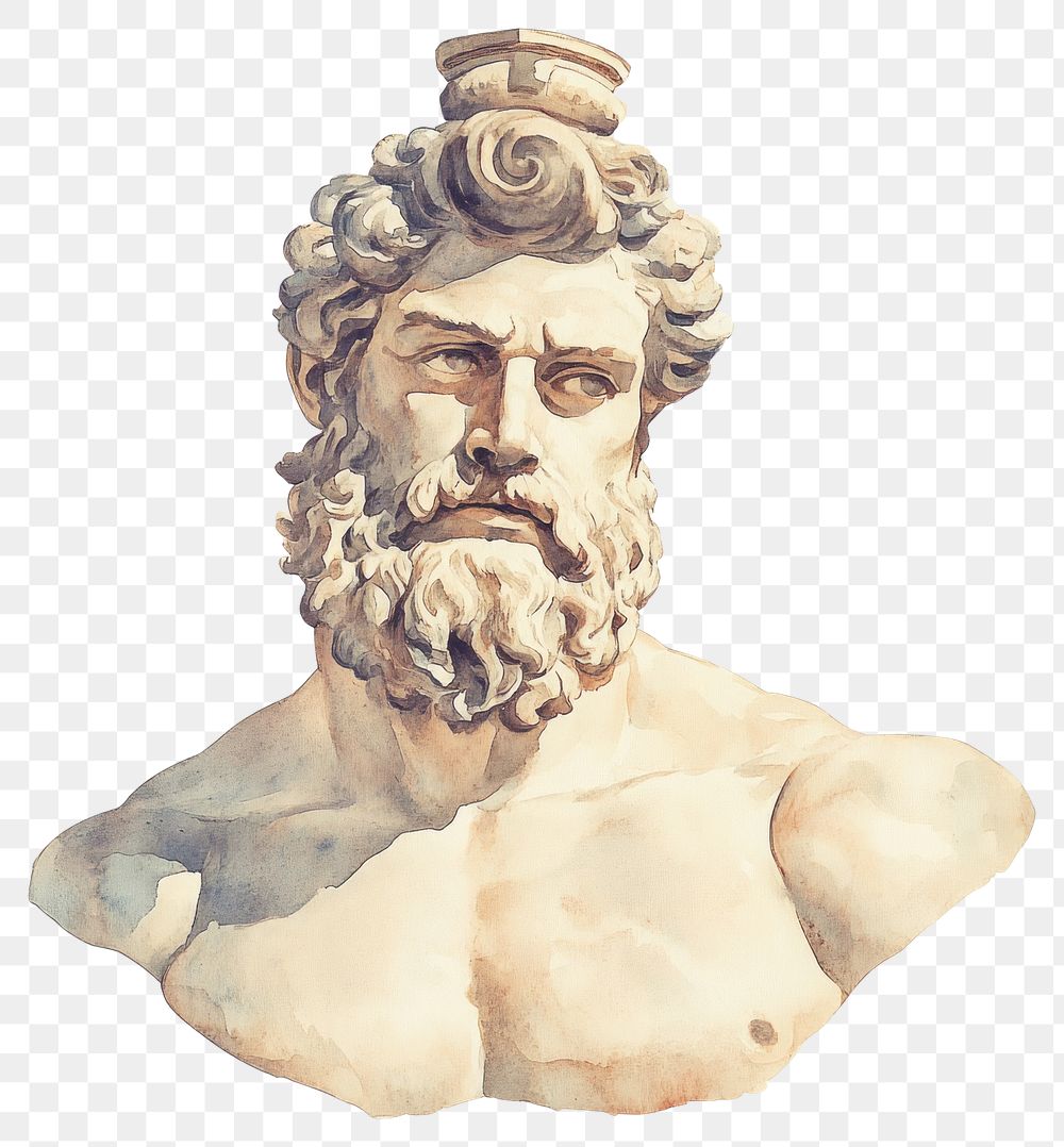 PNG An ancient greek Poseidon painting statue art.