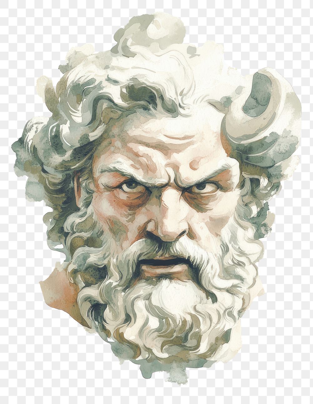 PNG An ancient Greek angry Zeus painting art man.