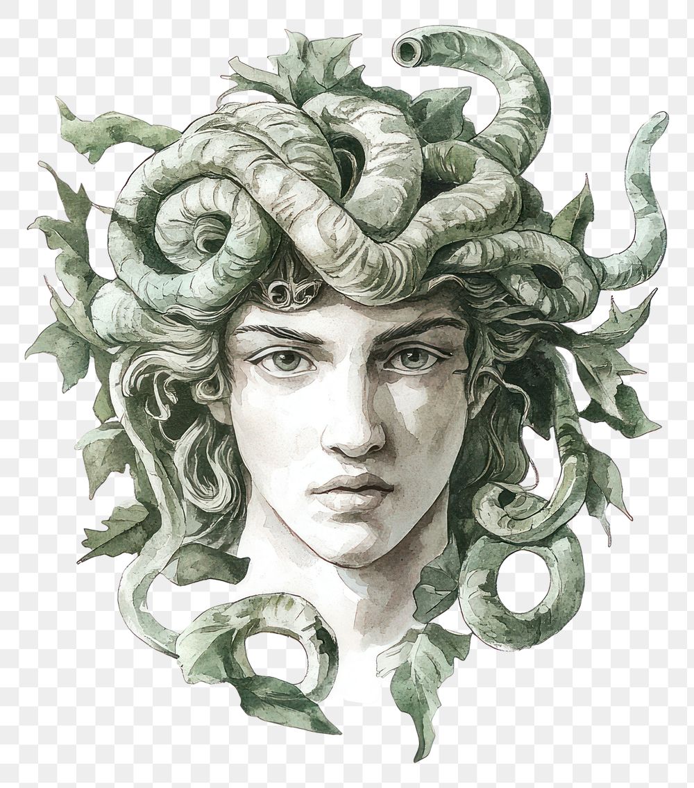 PNG An ancient greek Goddess Medusa art illustrated photography.