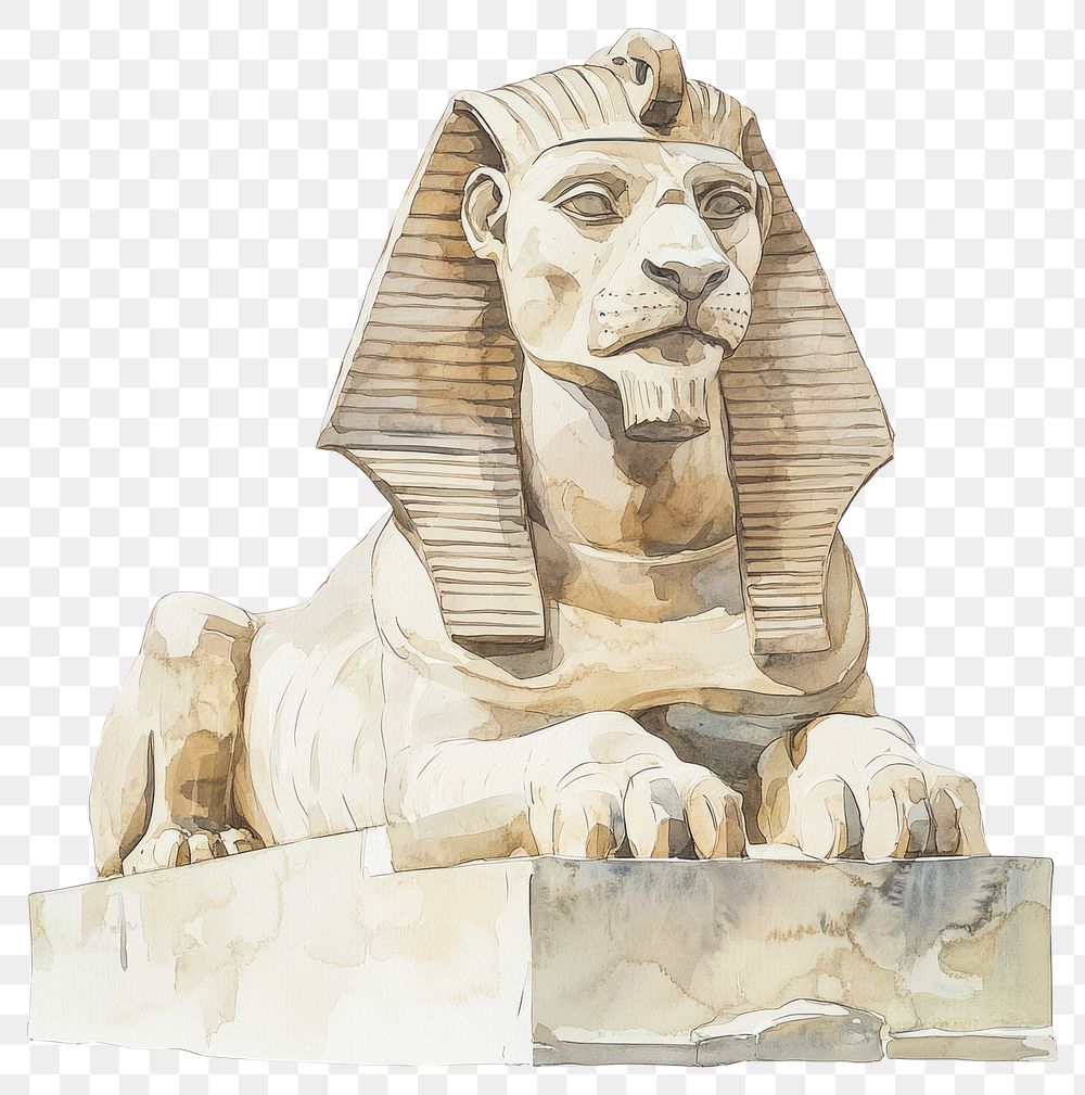 PNG An ancient greek Sphinx statue art sculpture.