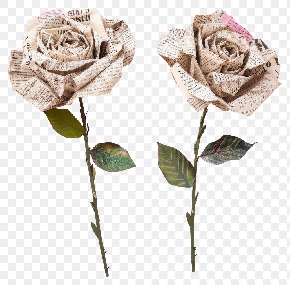 PNG Ephemera paper rose art background newspaper.