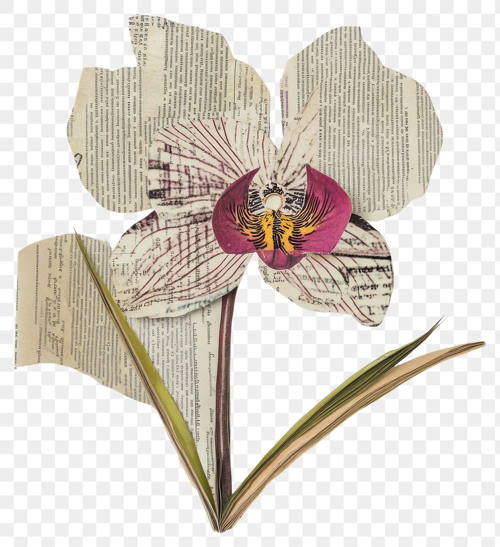 PNG Paper orchid flower art illustration.