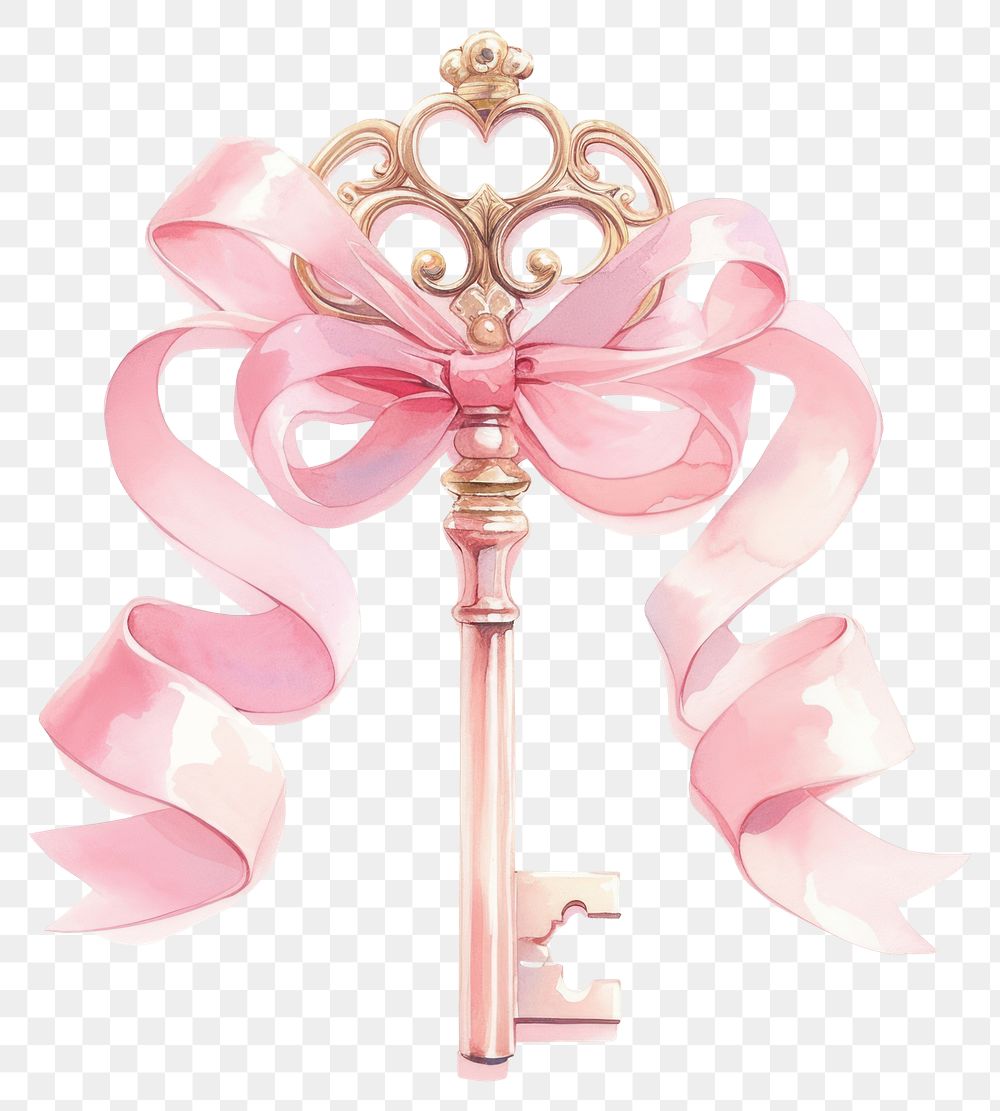 PNG Coquette key illustration ribbon pink.