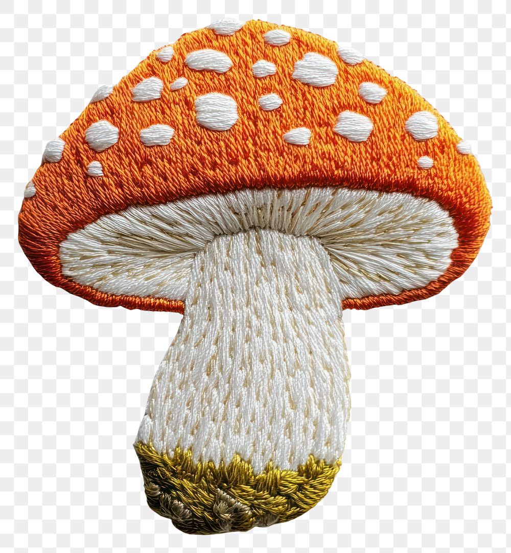 PNG Mushroom in embroidery style fabric embroidered decorative.