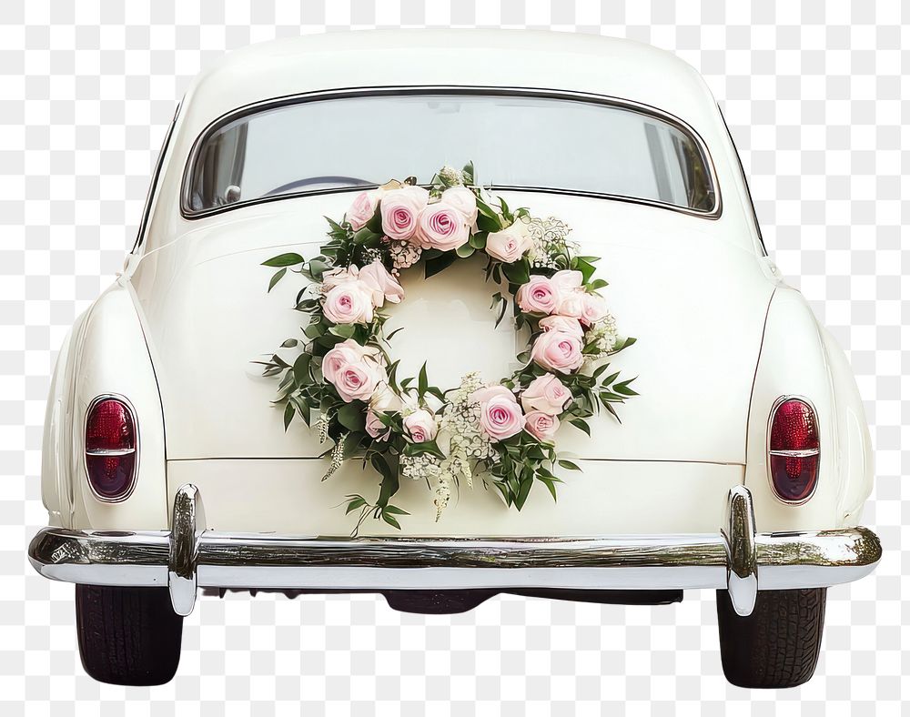 PNG Wedding car background vehicle flowers.