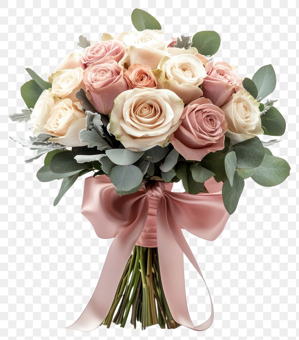 PNG Beautiful bridal bouquet wedding roses flowers.