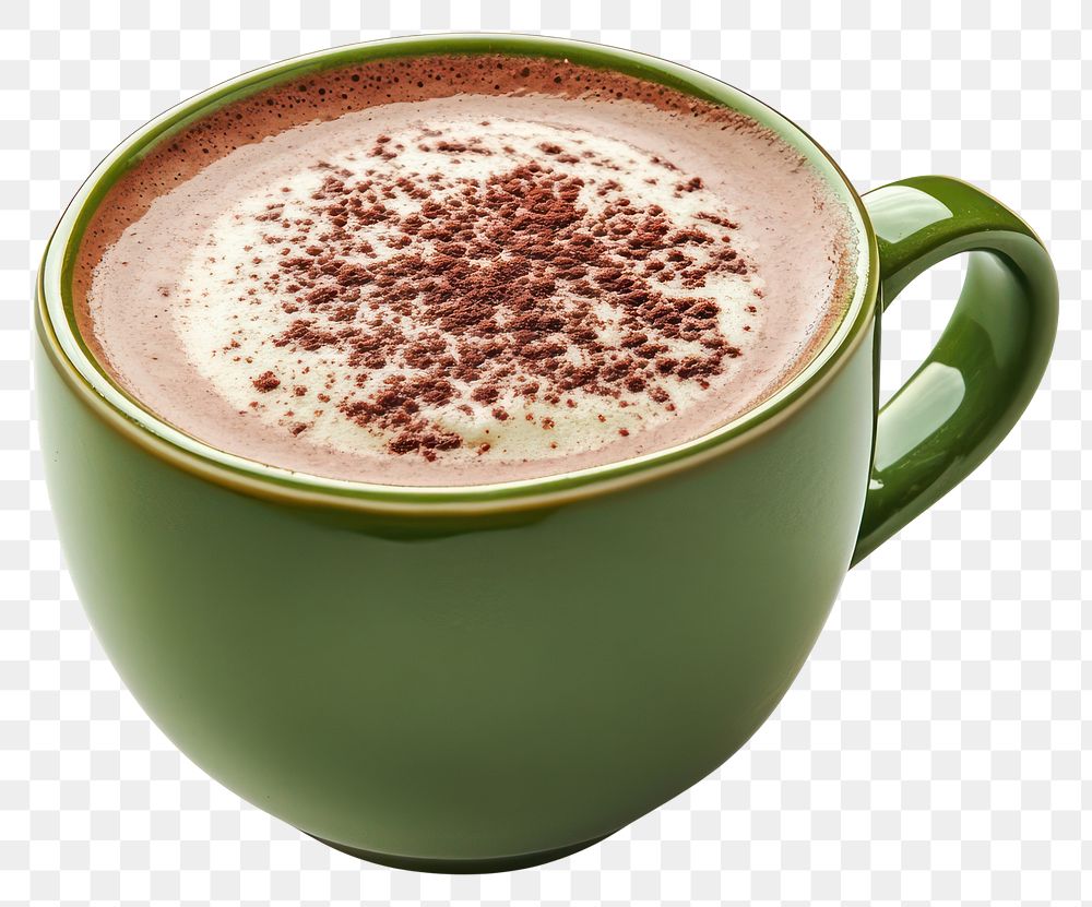 PNG Green cup hot cocoa chocolate beverage drink.