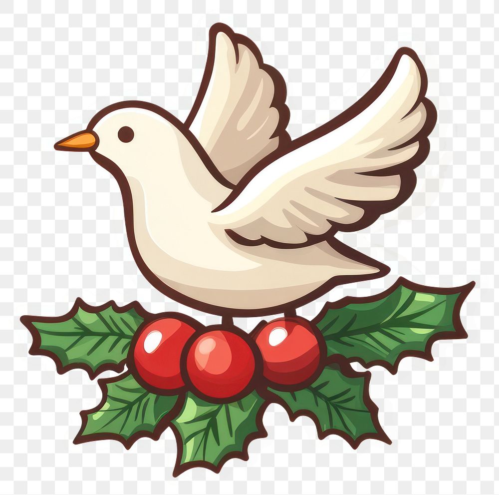 PNG Dove with Christmas Holly sticker christmas cartoon vector.