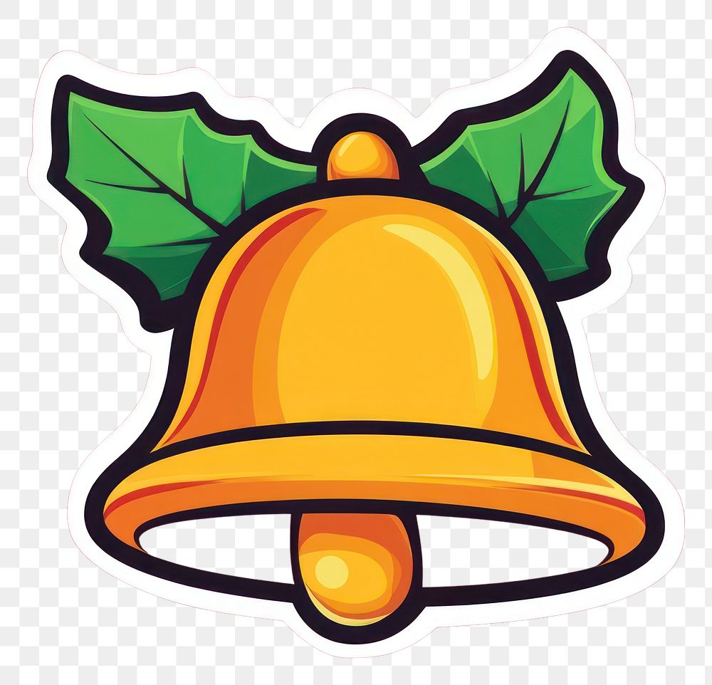 PNG Gold bell sticker background christmas holly.