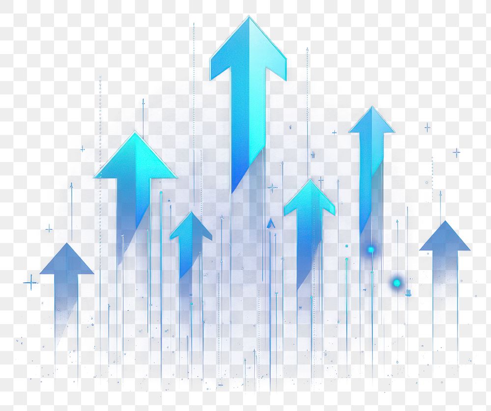 PNG Blue arrows pointing upwards background financial graphics.