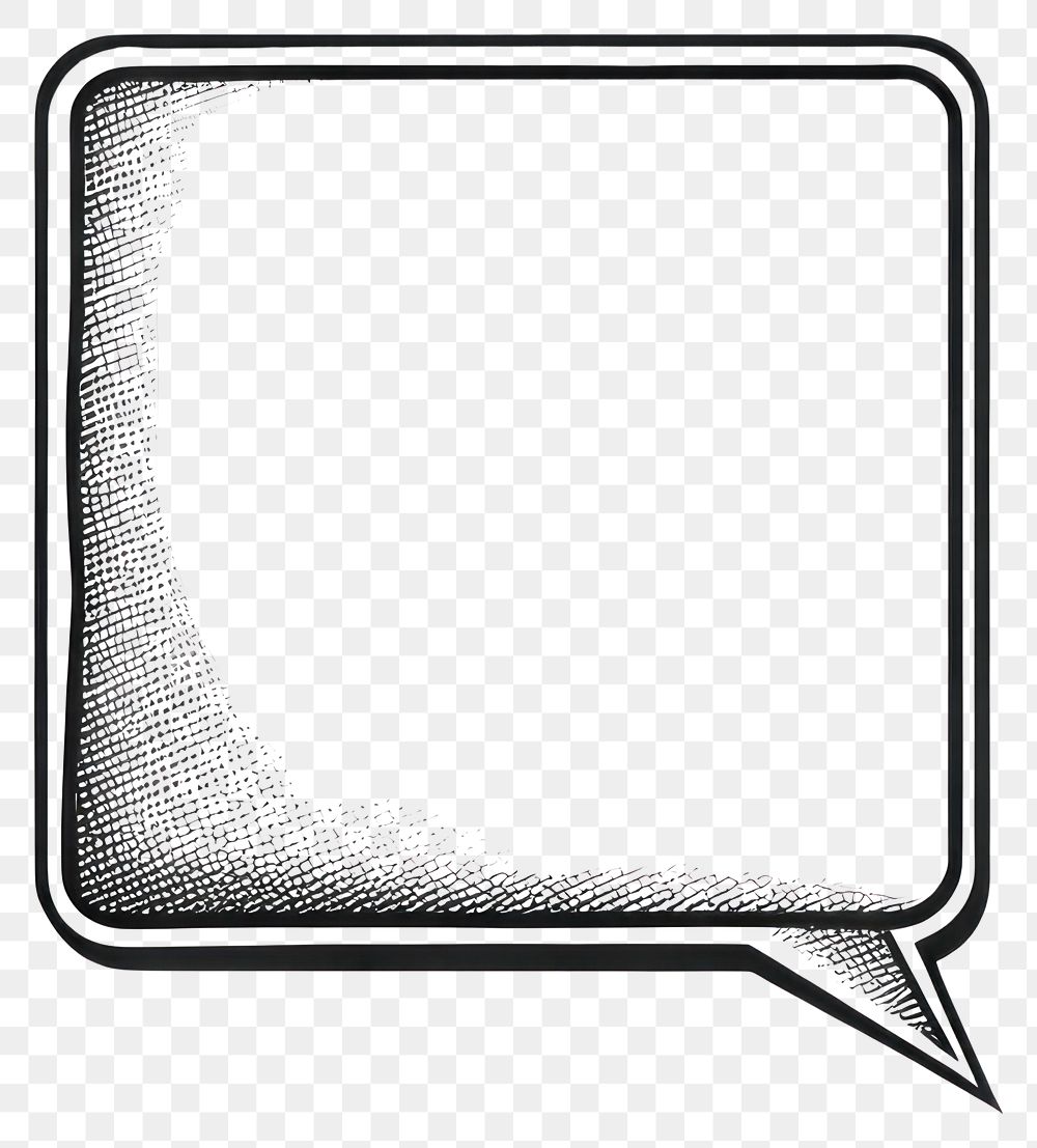 PNG Speech bubble black white text.