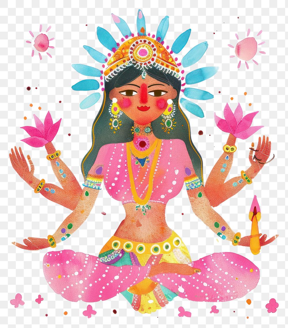 PNG Hindu goddess Lakshmi art mythological illustration.