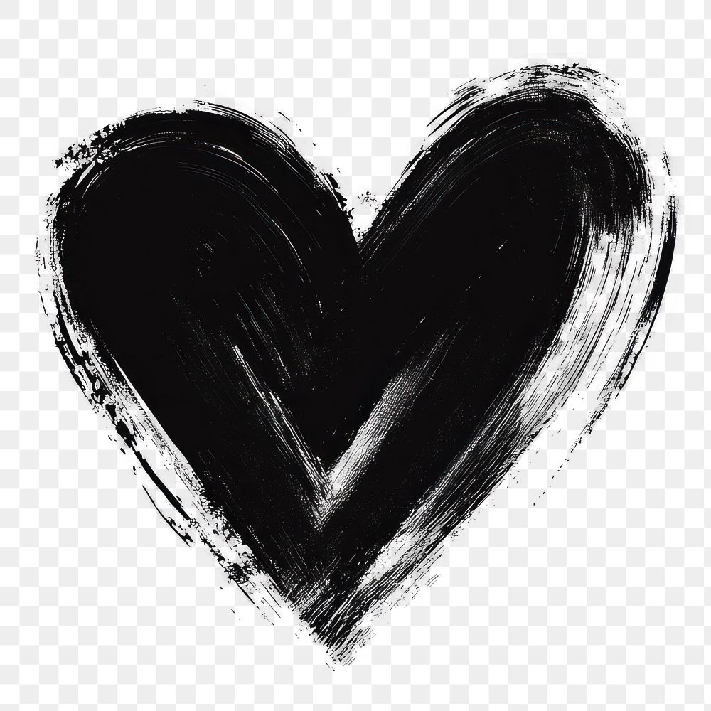 PNG Heart with sparkle strokes black brush.