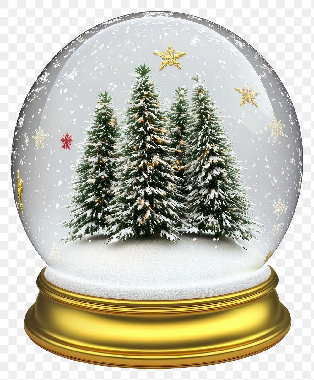 PNG Snow globe christmas trees snowflakes.