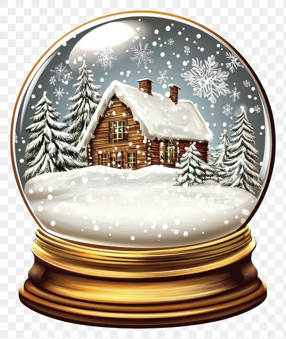 PNG Snow globe christmas house architecture.