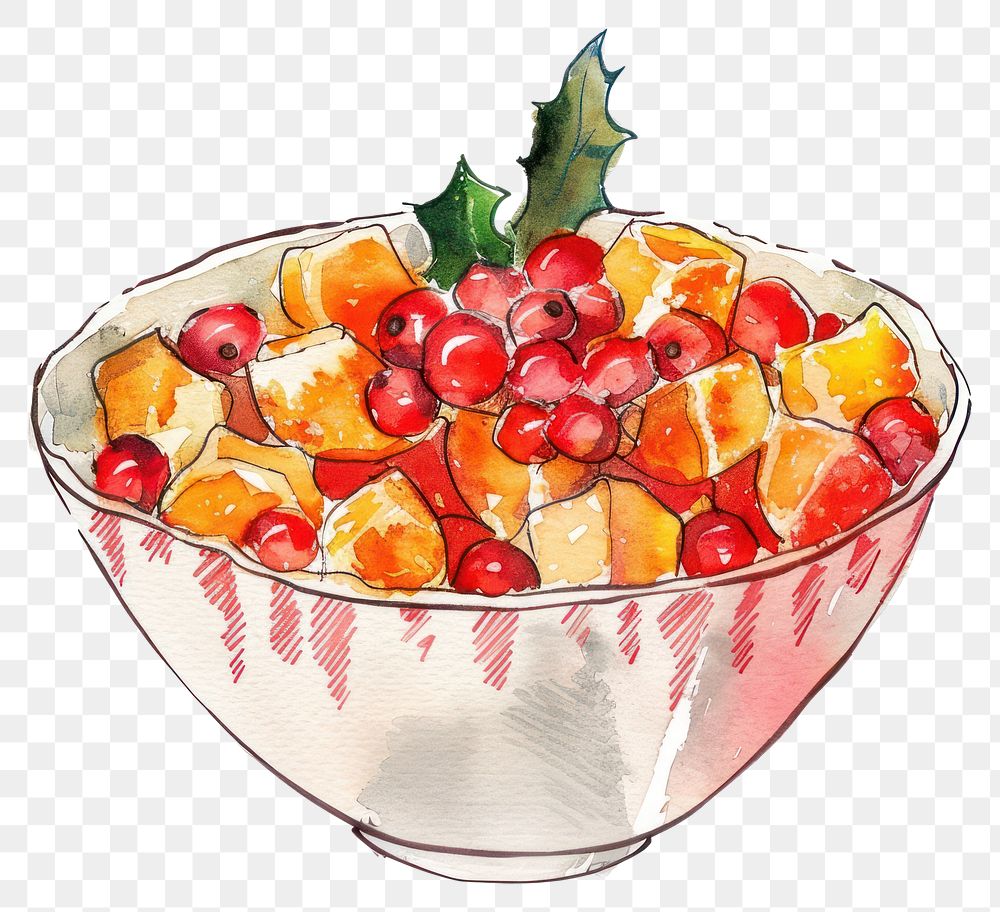 PNG An isolated Christmas food dish illustration watercolor background.