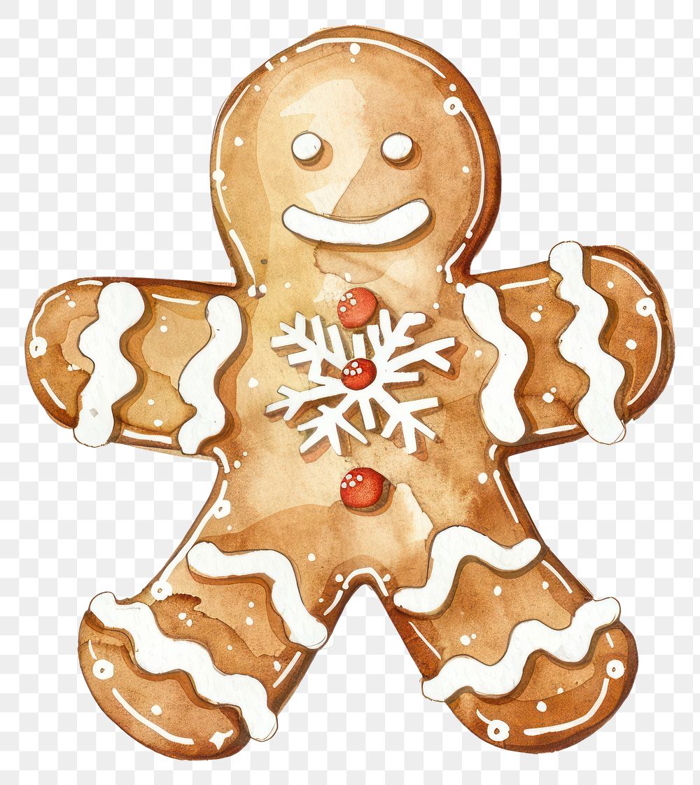 PNG An isolated Christmas ginger bread cookie in snowflake shape illustration gingerbread christmas.