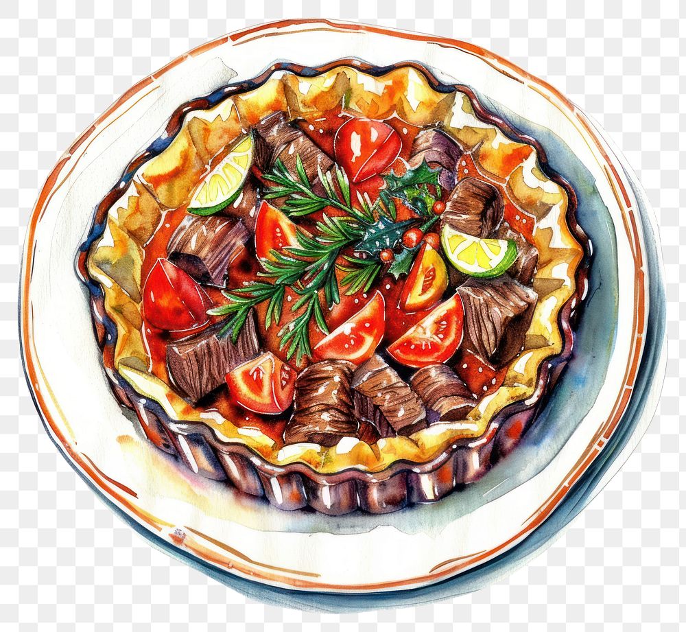 PNG An isolated Christmas beef strew dish illustration drawing food.