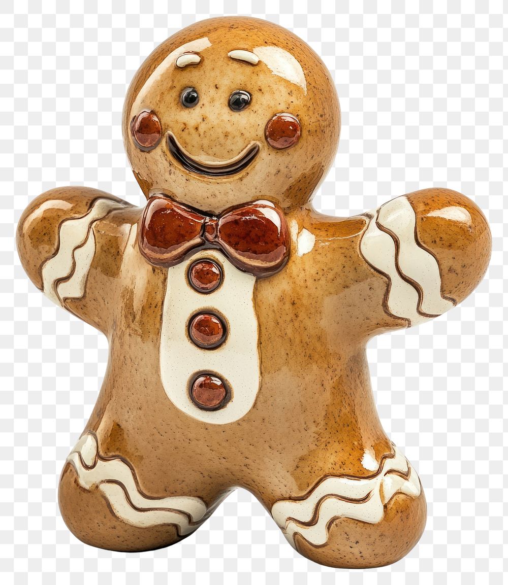 PNG Ceramic gingerbread man christmas cute confectionery.