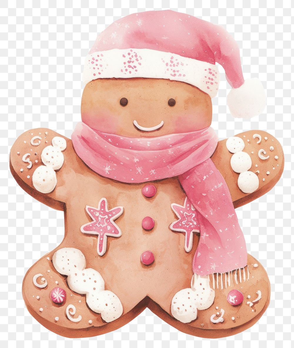 PNG Pink gingerbread man christmas dessert sweets.