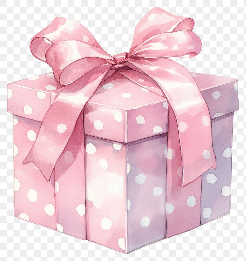 PNG Pink gift box illustration watercolor watercolor illustration.