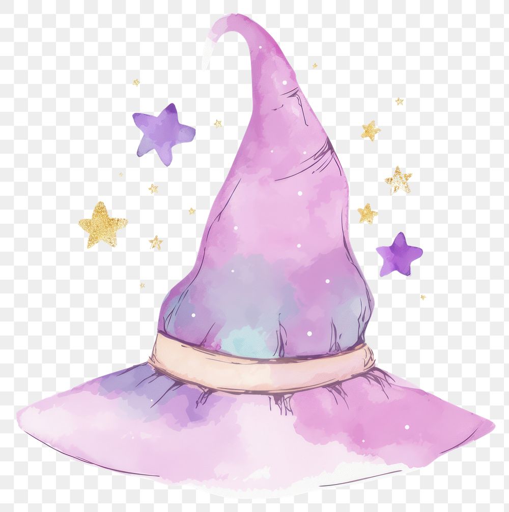 PNG Witch hat illustration watercolor purple.