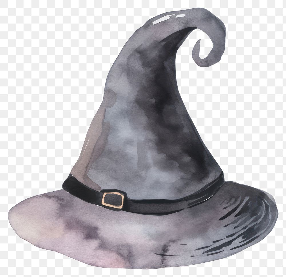 PNG Black witch hat illustration watercolor art.