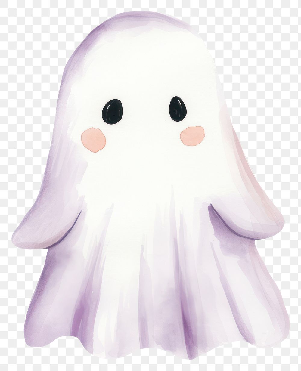 PNG Ghost with black pen outline illustration watercolor cute.