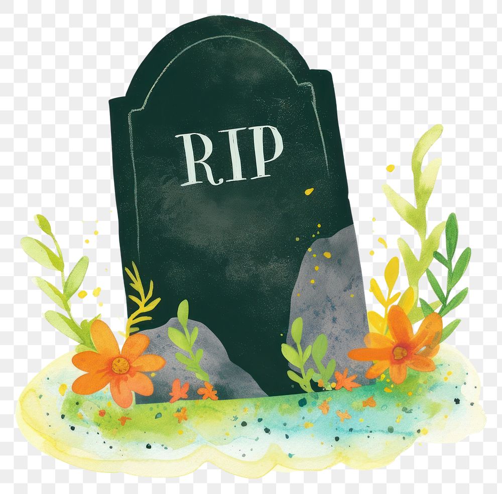 PNG Rock tombstone illustration black rip.