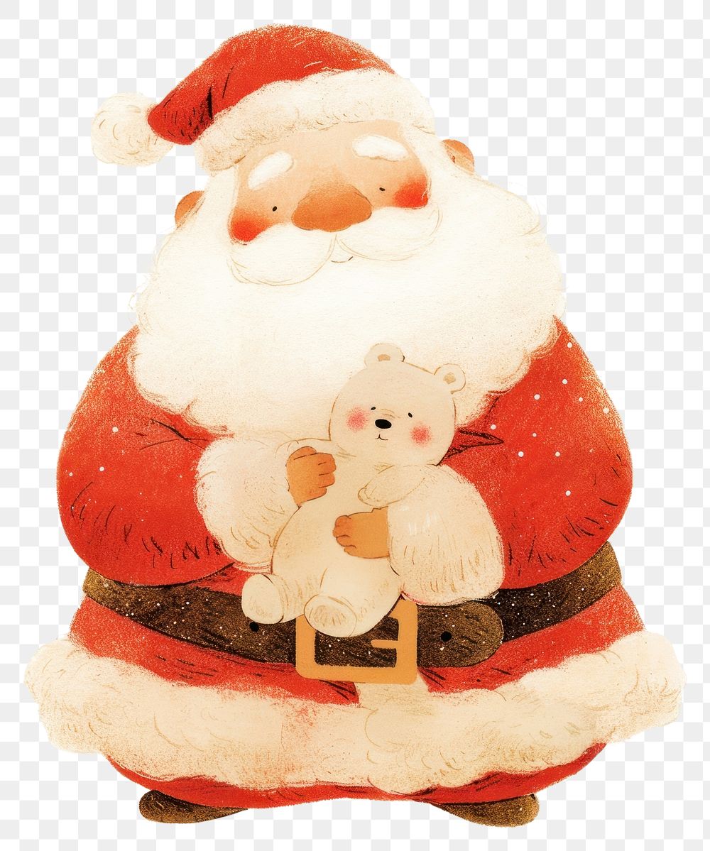 PNG Smiling santa claus illustration bear cute.