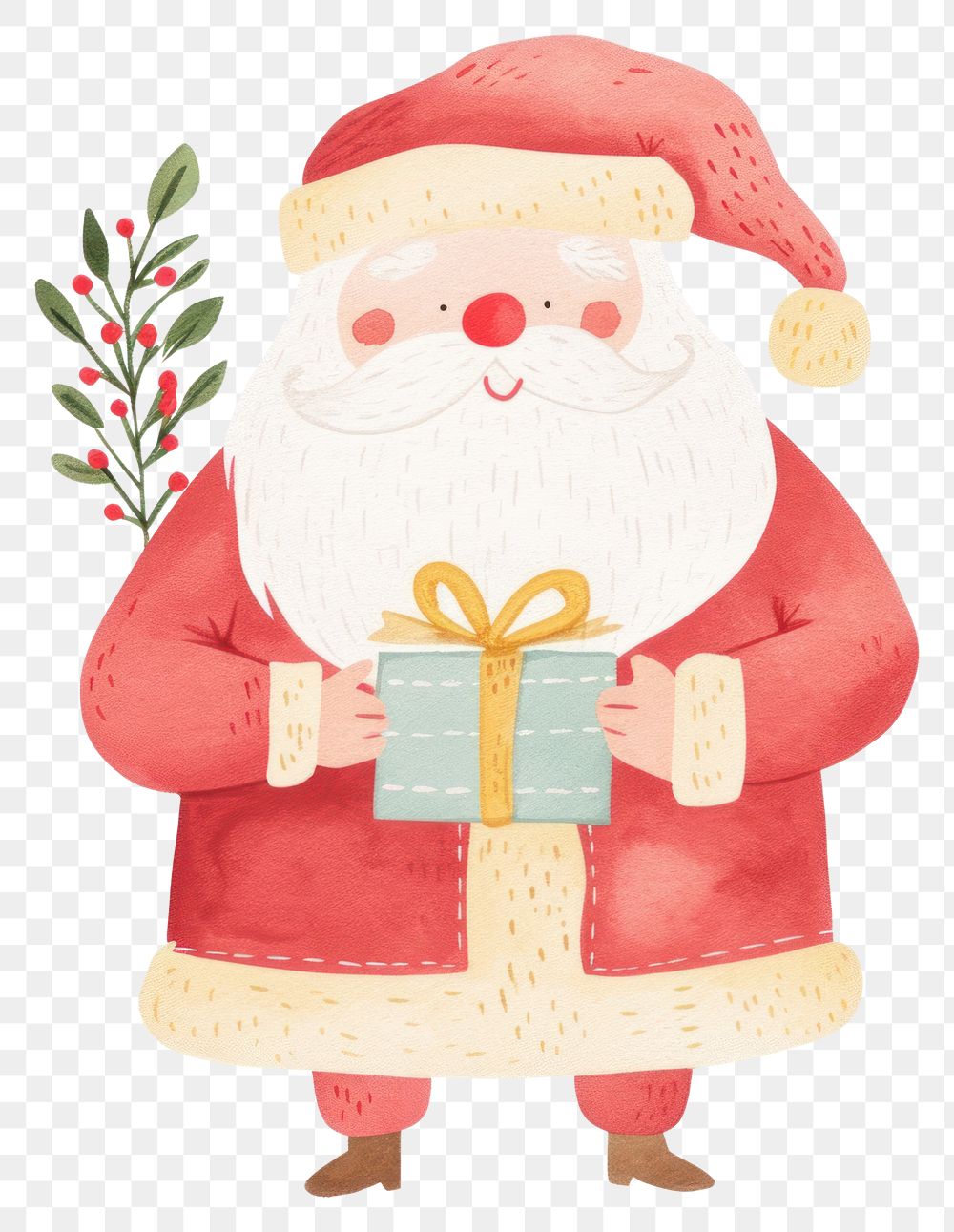 PNG Smiling santa claus illustration gift decoration.