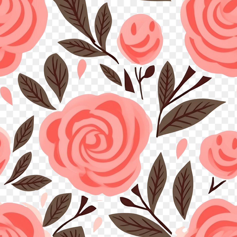 PNG Pink rose pattern flower plant. 