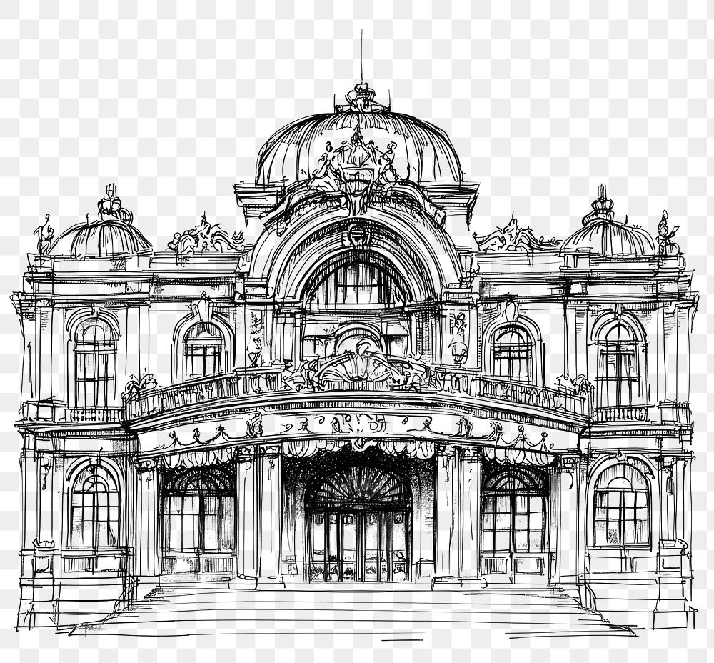 PNG An opera house illustration drawing sketch.