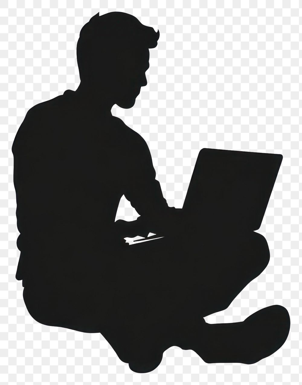 PNG Man with laptop silhouette computer sitting.