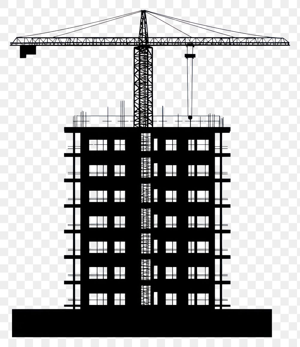 PNG Building construction silhouette urban city.