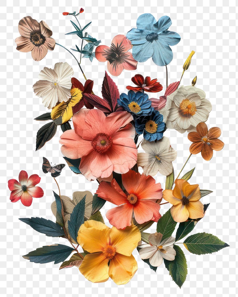 PNG Minimal flower shape collage cutouts flowers art nature-inspired.