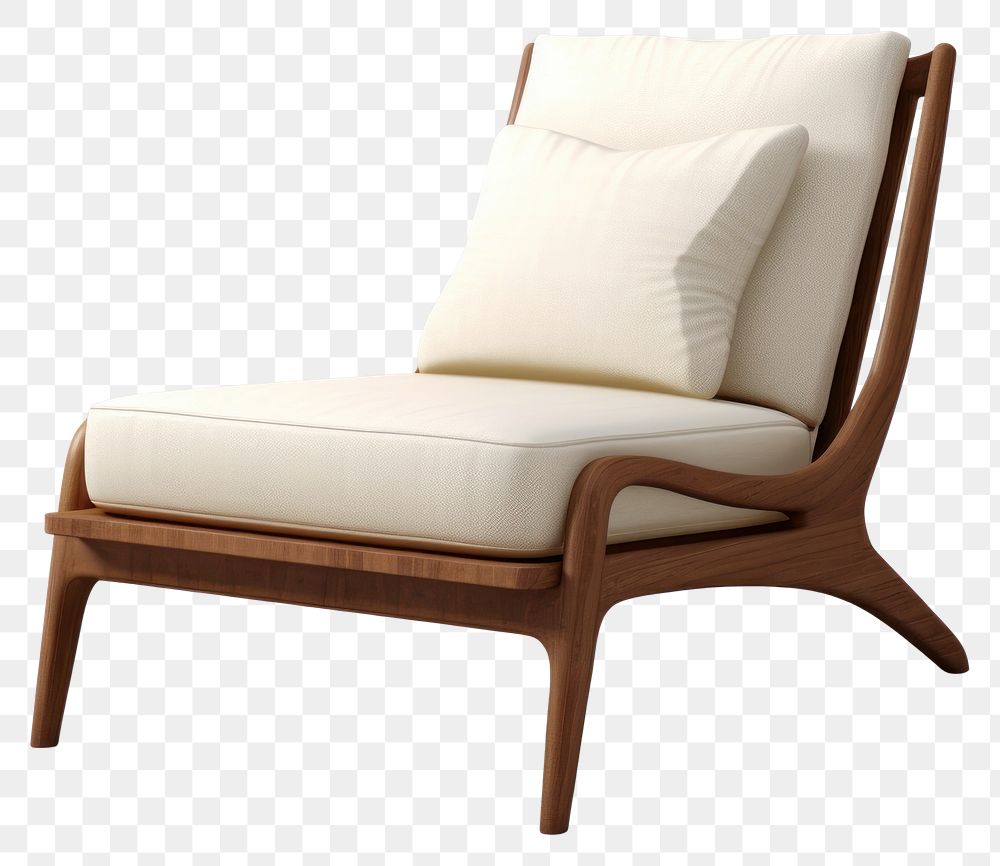 PNG Modern elegant wooden lounge chair cushion furniture armchair.