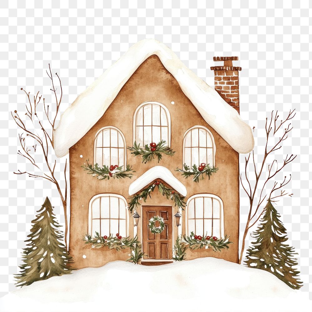 PNG Christmas house christmas illustration cottage.