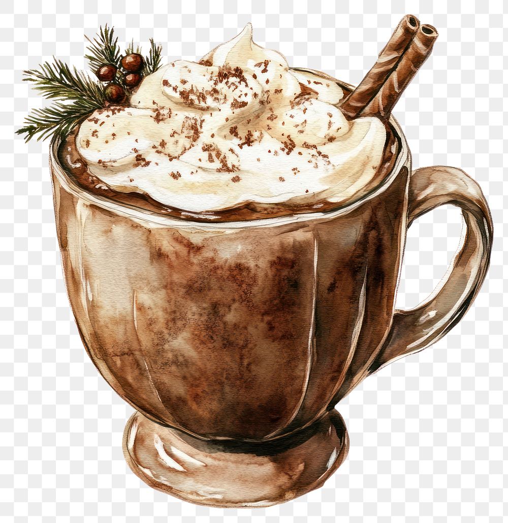 PNG Hot cocoa illustration chocolate christmas.