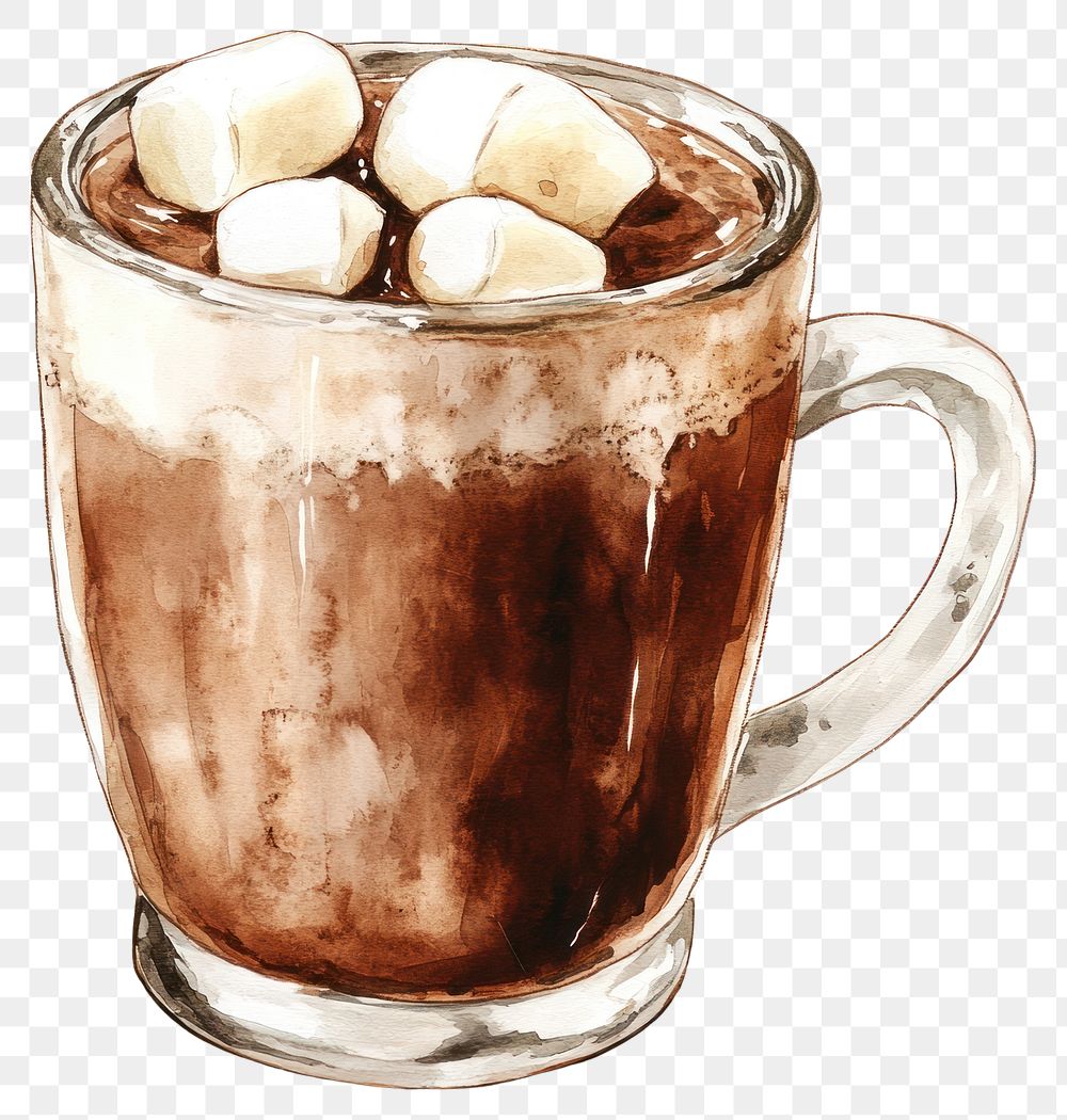 PNG Hot cocoa marshmallows chocolate beverage.