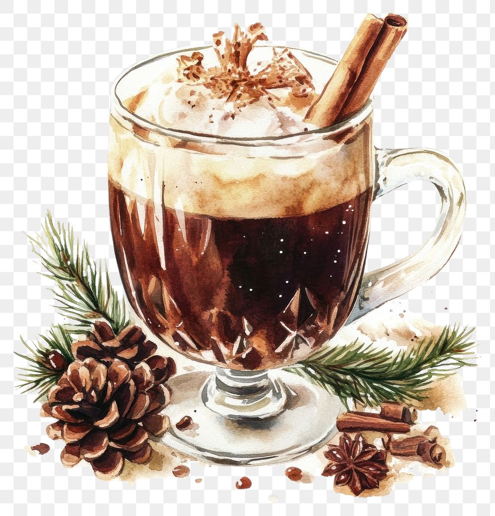 PNG Mulled Wine illustration watercolor christmas.