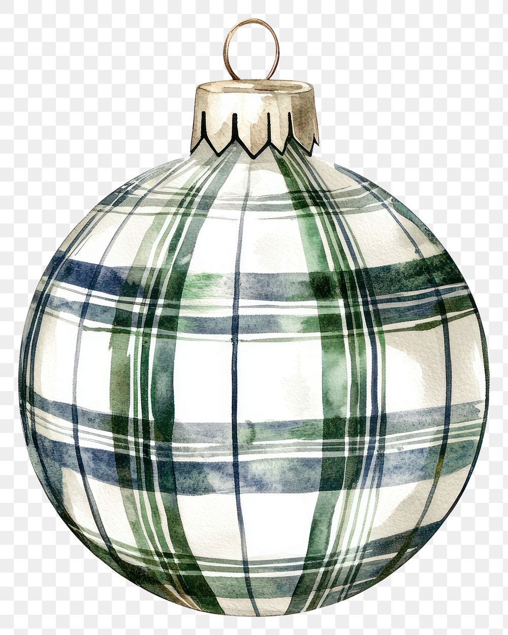 PNG White Ornament illustration watercolor christmas.