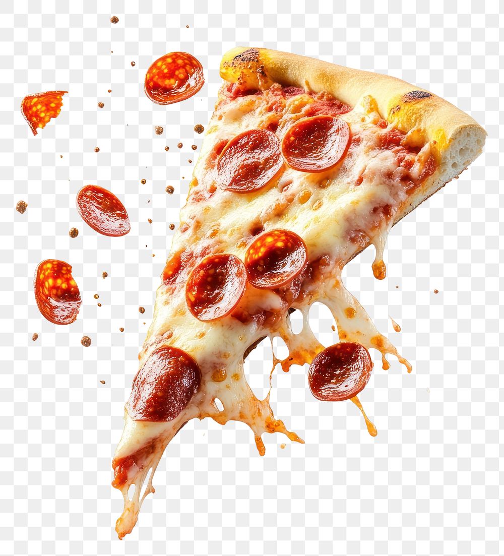 PNG Pepperoni pizza flying in the air food delicious cheese.