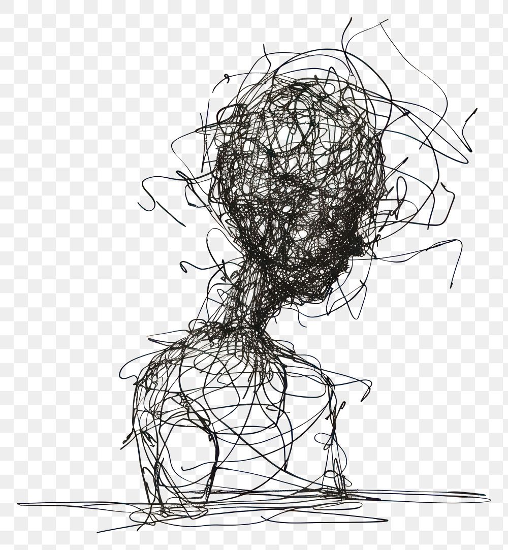 PNG Mental breakdown drawing minimalist abstract.