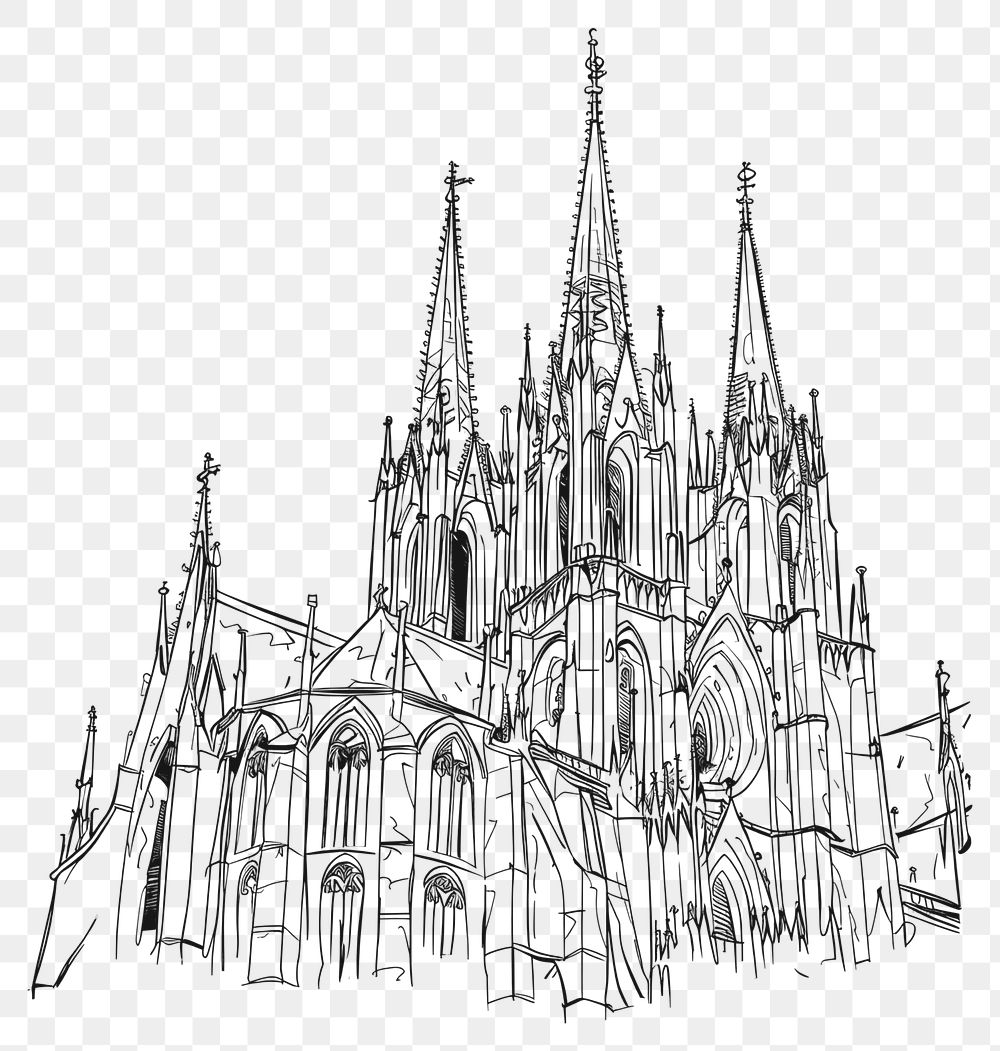 PNG Hand drawn of Cathedal drawing doodle line.