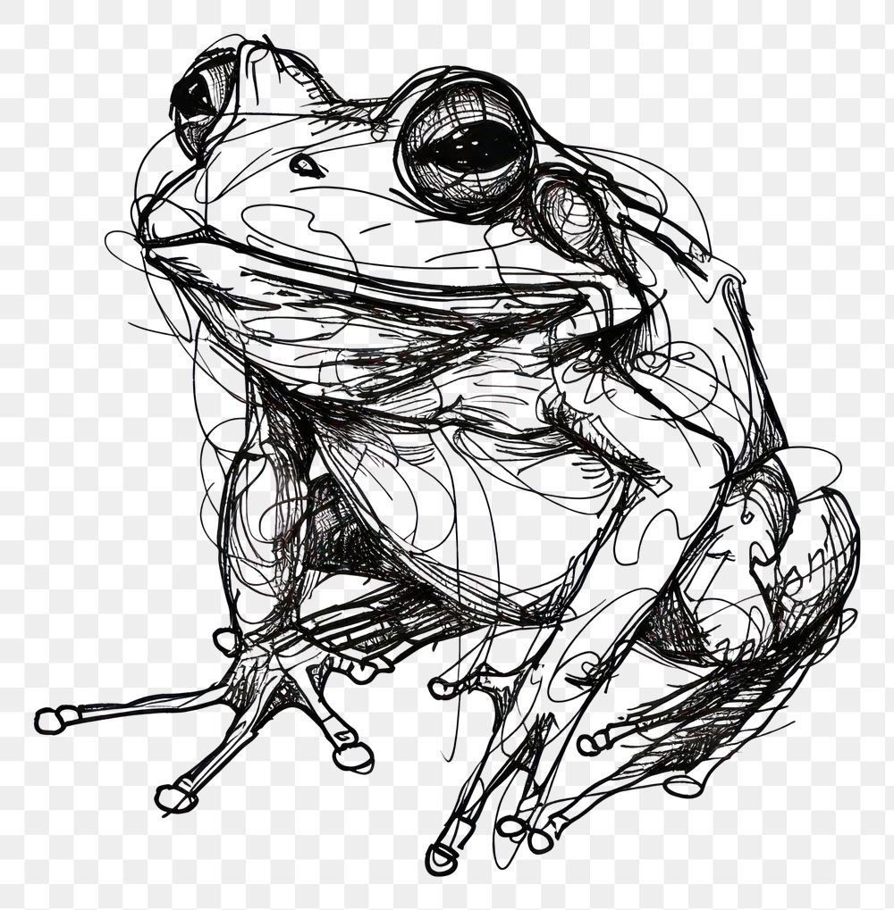 PNG Hand drawn of Frog drawing sketch animal.