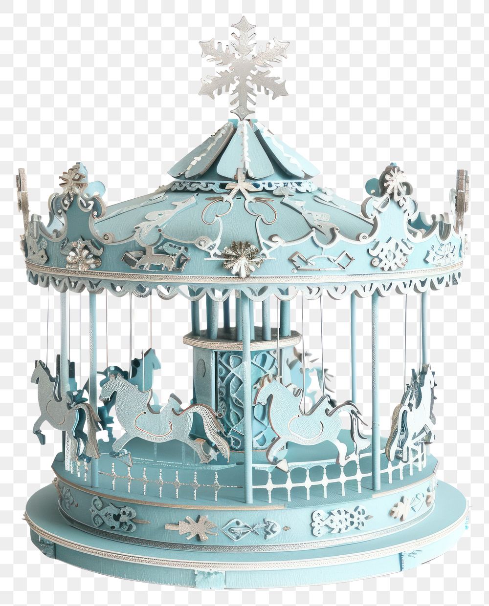 PNG Coquette snowflake carousel blue decoration ornament.