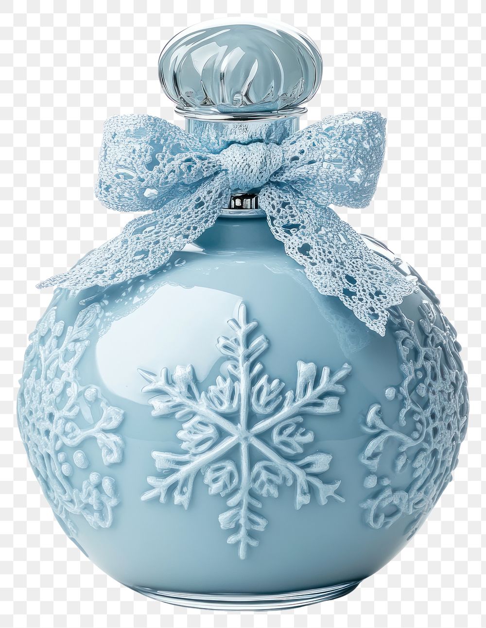 PNG Coquette snowflake purfume bottle perfume blue lace.