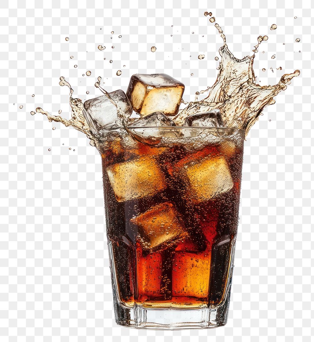 PNG Glass of cola beverage splash drink.